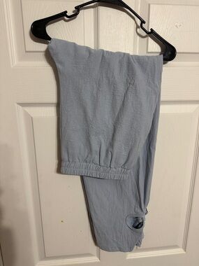 Source Unknown Light Blue Women's Legging Pants with Ankle Tie